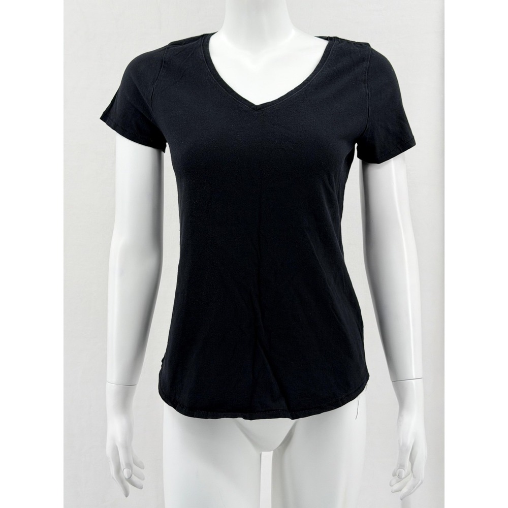 Sonoma Top Womens XS Black V-Neck Everyday Tee 100% Cotton Basic Casual Staple